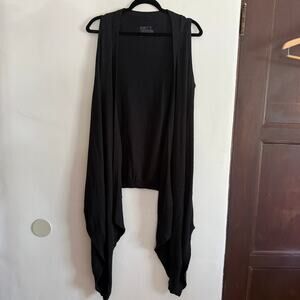 Y2K PEOPLE'S LIBERATION Black Open Cardigan Duster Sleeveless Sweater Small